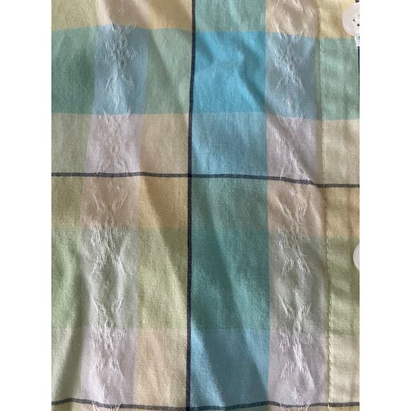 ALFRED DUNNER Sz 12 P Yellow Green and Blue Plaid Button Up blouse - Picture 7 of 7